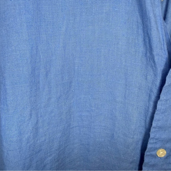 Vintage‎ Polo Ralph Lauren 100% Linen Short Sleeve Button Shirt Light Blue Large - Picture 5 of 7